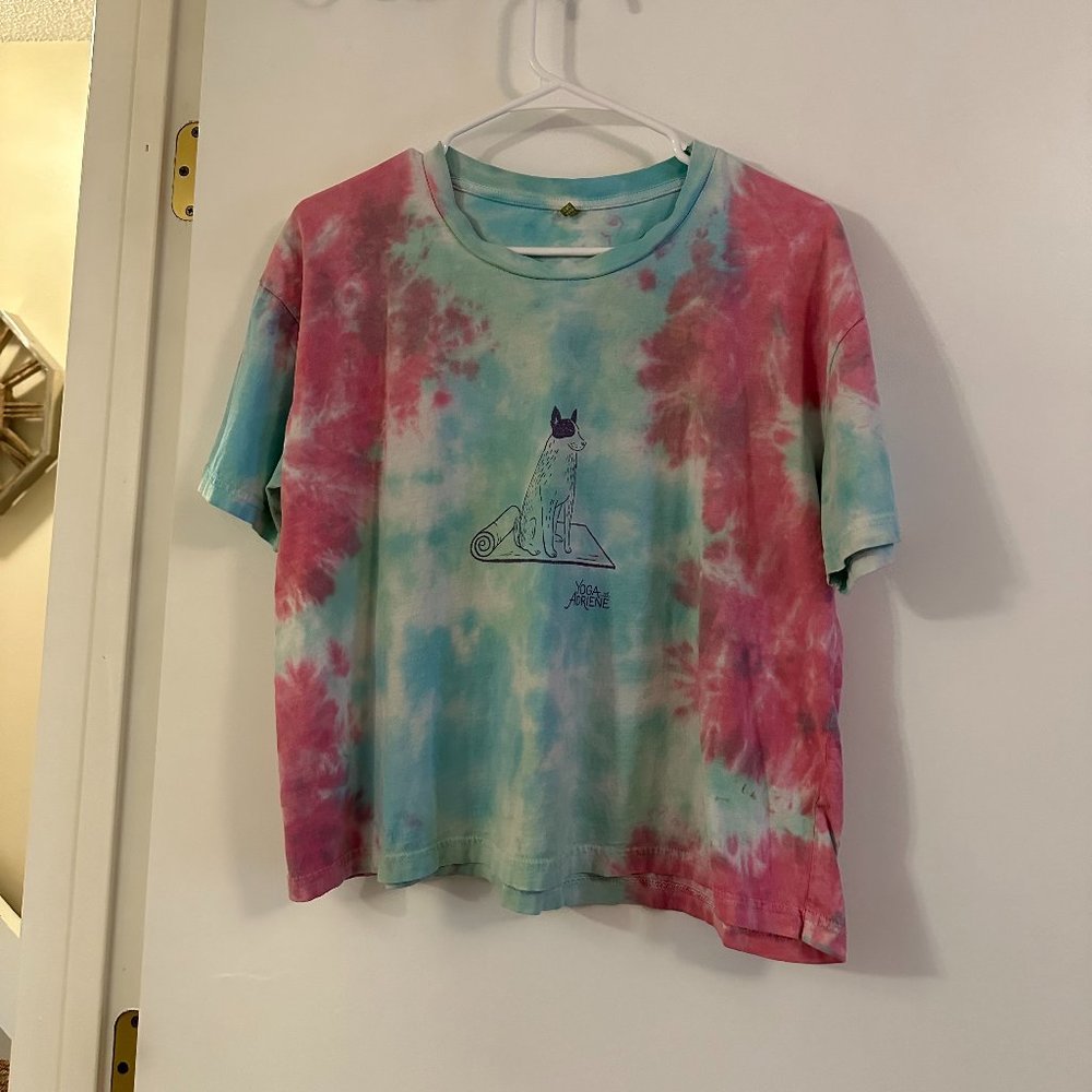Yoga with Adrienne boxy tie-dye tee